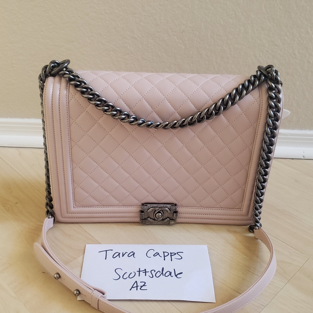 Chanel pink large boy bag